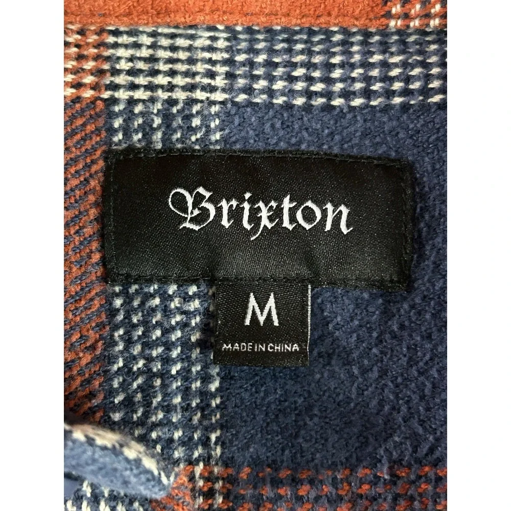 Brixton Shirt Mens Medium Red‎ Blue White Plaid Flannel Long Sleeve Button Up